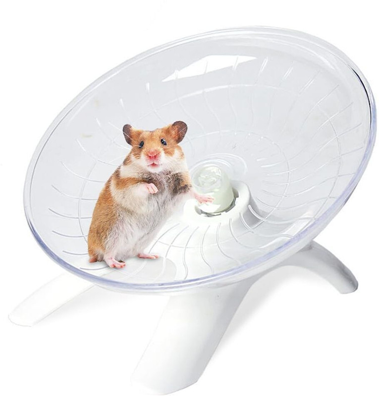 HASTHIP Hamster Wheel 7 Inch Quiet Running Wheel with Anti Slip Stand Toy Plastic Frisbee For Hamster