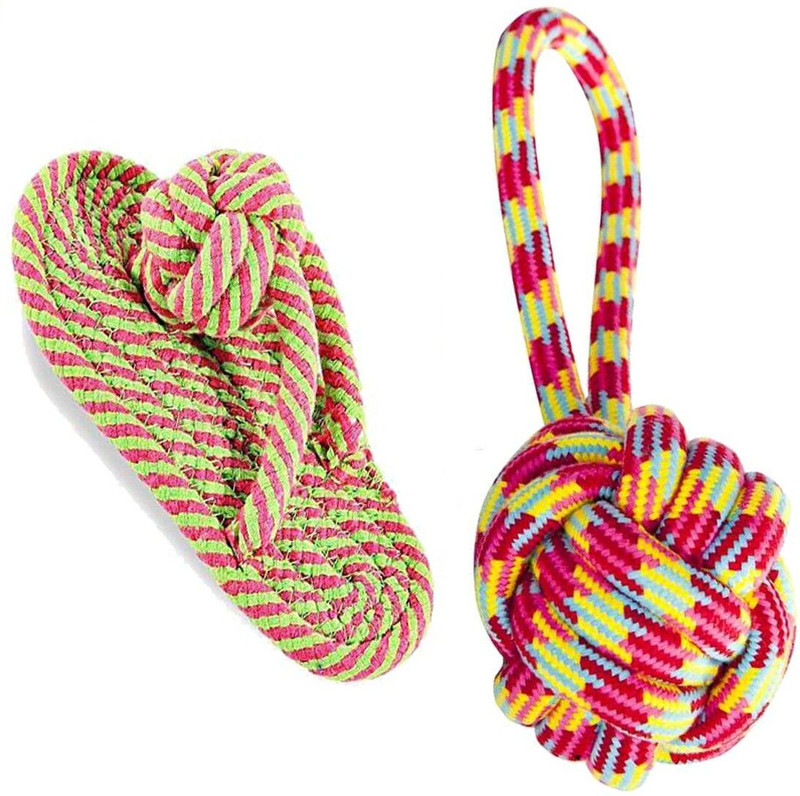 Sage Square Cotton Chew Toy, Tough Toy, Training Aid, Rubber Toy For Dog & Cat