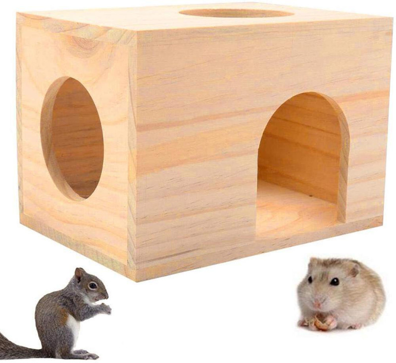 Western Era Wooden HideHouse Hut Hammock Sleeping Cabin Cage Accessory for Hamsters, Birds Wooden Training Aid, Stick, Tough Toy For Hamster