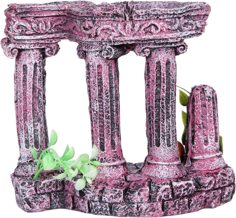 Jainsons Pet Products Broken Pillar Aquarium Decoration with Air Stone Greek Ruins Fish Tank Ornament Plastic Ball For Fish