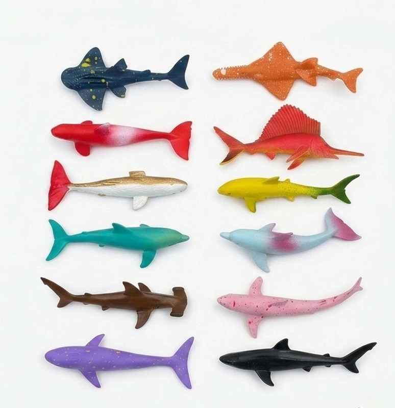 SHOP93 STORE Wecart 12-Piece Realistic sharks Rubber Rubber Toy For Fish