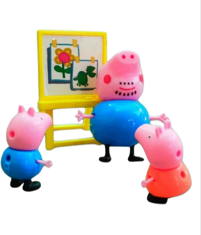Pepstter Pig Family Fun Playground Set Cartoon Theme Park Set With Slide Swing For Kids
