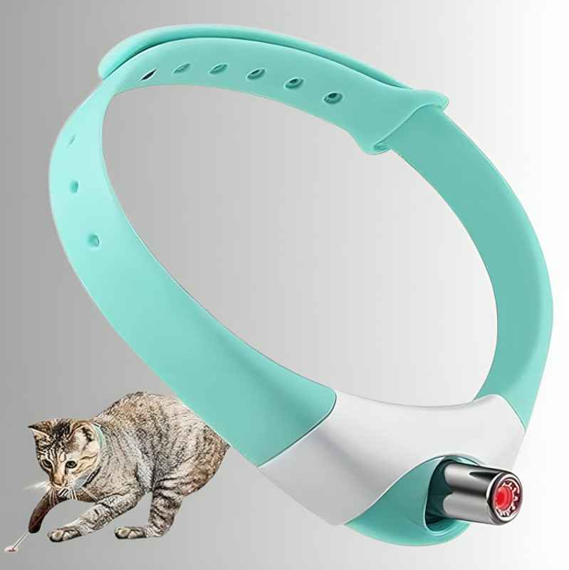 Edtepy Rechargeable Cat Collar Laser Toy, Interactive Wearable Laser Pointer for Cats Silicone Soft Toy For Cat