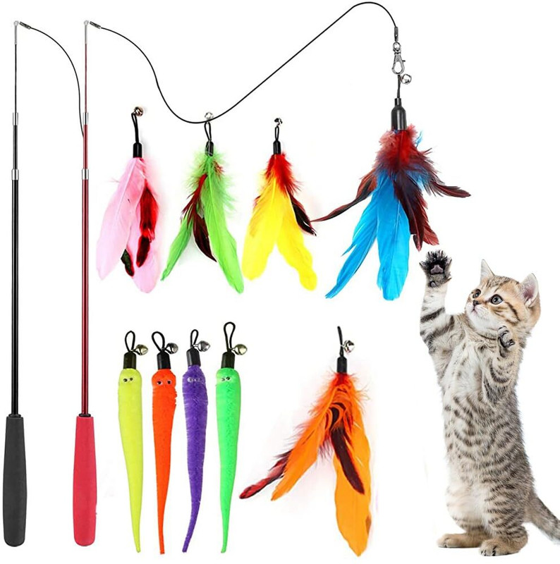 patchio cat teaser toy, feather toy for cat, 11 pcs cat toy set cotton fetch toy Cotton Fetch Toy For Dog & Cat
