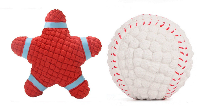 W9 Combo of 2 Rubber, Latex Cute Squeaky Rubber Star and Tennis Shape Toy for Puppy and Cat-Small Rubber Squeaky Toy For Dog & Cat