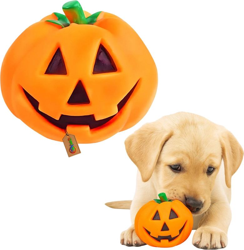 DreamAuro Interactive Pumpkin Squeaky Toy – Rubber Chew for Boredom & Anxiety Relief Rubber Chew Toy, Rubber Toy, Squeaky Toy, Training Aid, Ball For Dog & Cat