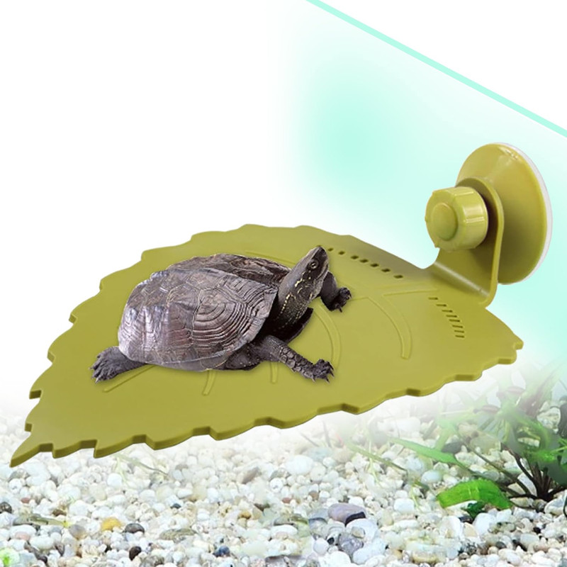 Jainsons Pet Products Leaf Shape Turtle Basking Platform with Suction Cup – 20.5x15.5 cm Floating Dock Plastic Training Aid For Turtle