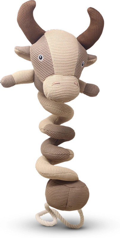 Plushmate Plushmate x Petaholic Interactive Dog Squeaky Plush Spring Cow Toy Copper, Polyester Squeaky Toy For Dog