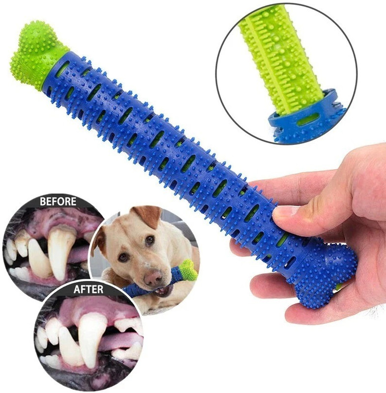 mil9us 1Pc 360° Deeply Cleaning Toothbrush Chew Stick for Dog, Brush for Teeth Cleaning Rubber Chew Toy For Dog & Cat