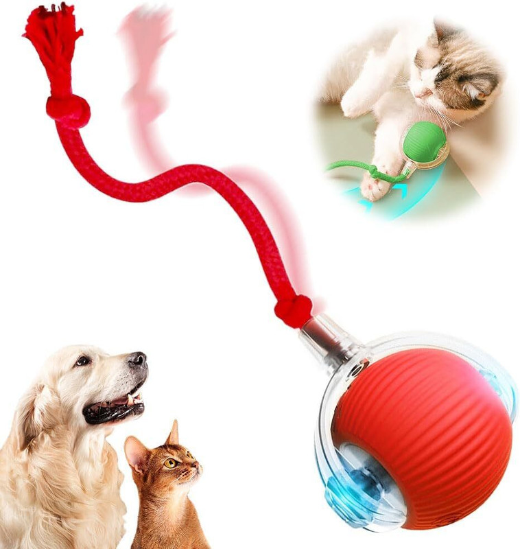 ANADI Cat Toys Ball for Indoor Cats Fast Rolling on Carpet, 360° Smart Automatic Ball Silicone, Plastic Chew Toy For Dog & Cat