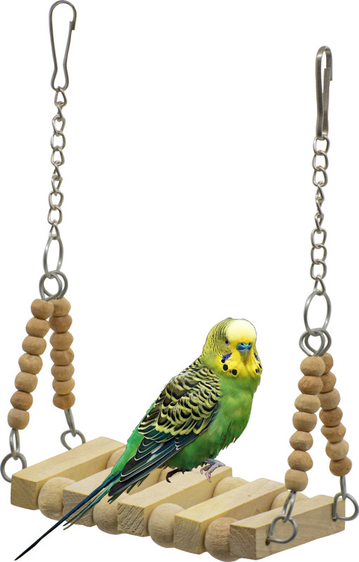 PETZOO Natural Wooden Swing Toy Perch for Bird Cage Resting Toy For Parrots Wooden Chew Toy, Training Aid, Perch For Bird