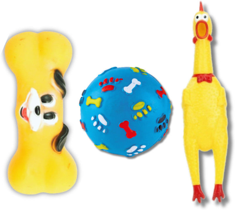 Pet Guard Chicken Rubber Combo Squeeze Dog Toys with Sound BPA Free Chemical Free Rubber, Plastic Squeaky Toy, Chew Toy For Dog & Cat