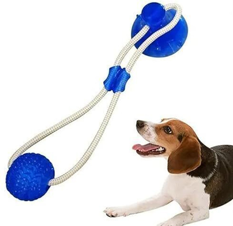Petfun Dog Chew Tug of War Toy with Suction Cup, Durable Tug Rope Ball Rubber Chew Toy For Dog & Cat