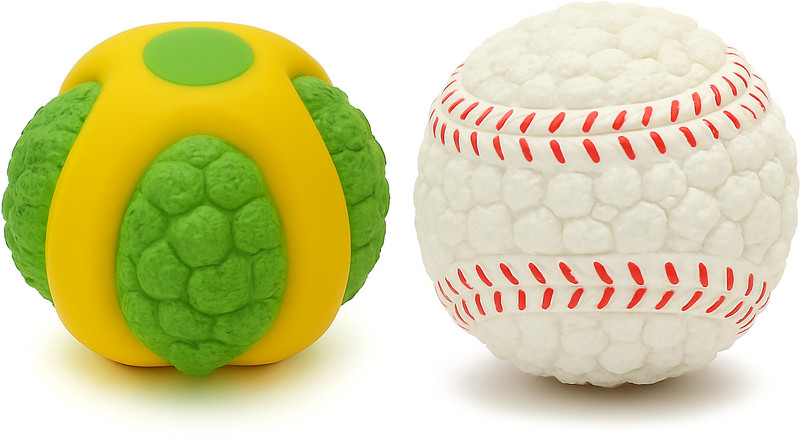 Pet A Fortune Pet A Fortune Toys - Latex Purple Ball, White Ball Combo 2 Silicone Squeaky Toy For Dog & Cat