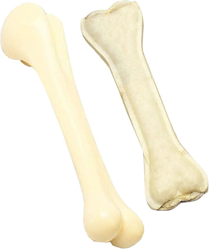 Pet Needs 6' Rawhide Press Bone with 7" Plastic Chew Bone Toy for Dog Plastic Bone, Chew Toy For Dog