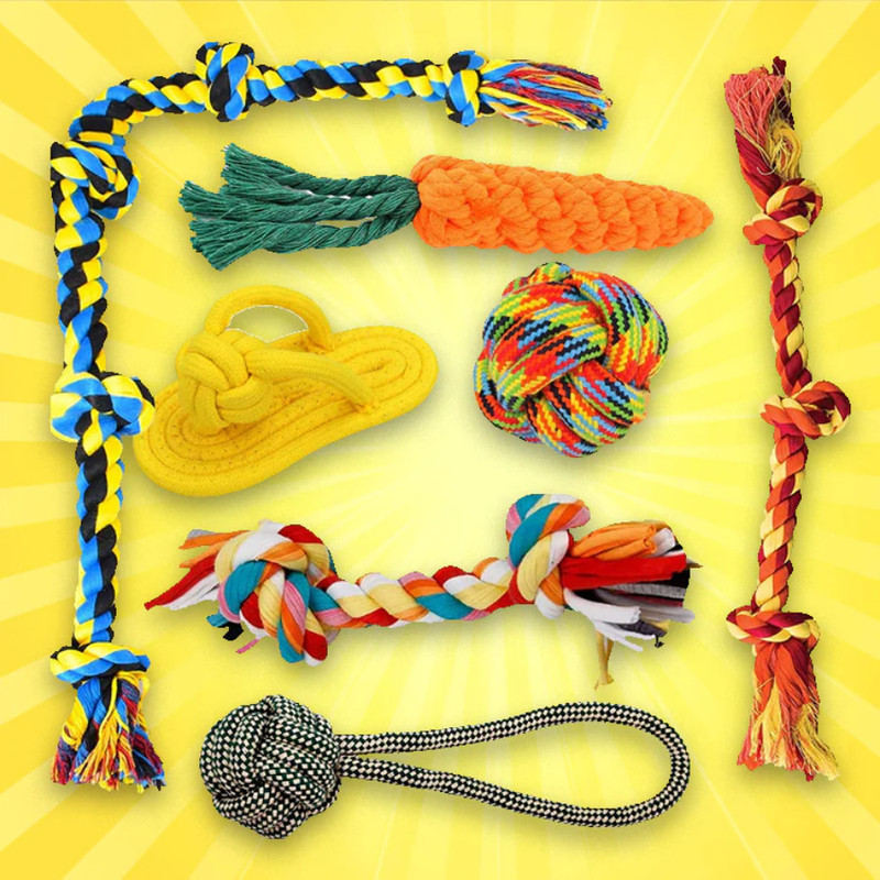 PSK PET MART Dog Chew Rope Durable Dog Rope Tough Pull Rope dog chew toys Combo pack Cotton Chew Toy For Dog