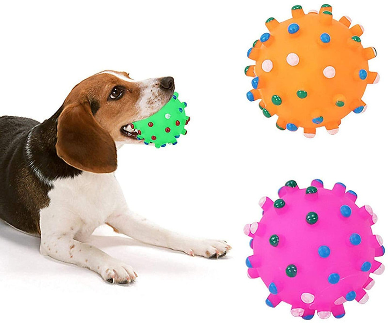 SKP Spike Ball Dog Toy Ball with Colorful Spike Pattern Chew Toy-1 Rubber Ball, Rubber Toy, Chew Toy For Dog & Cat