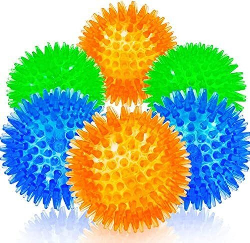 AKEnnterprises Led Spiked Ball Dog Chew Toy,Whistle Squeaky Sound Ball Puppy Dog Cat Ball Toy-1 Rubber Ball For Dog & Cat
