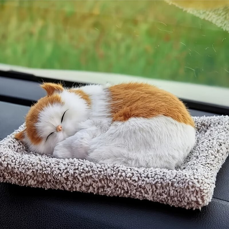 StayWay Cute Sleeping Cat Plush Toy with Realistic Meow Sound | Soft Toy Animal for Kids - 5 cm(Multicolor)