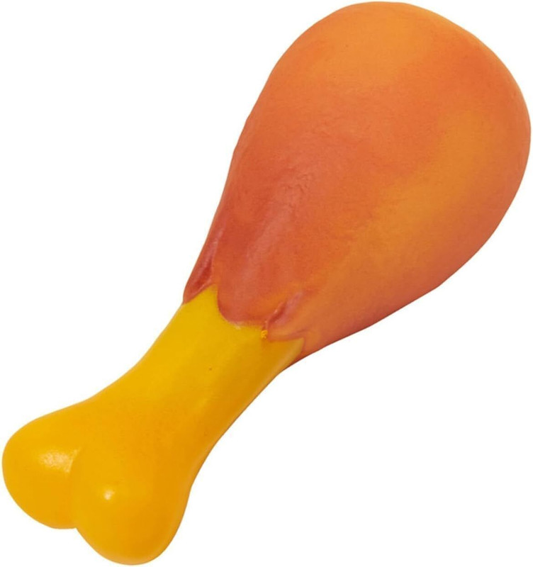 PETZ R US Pet Chicken Leg Chew Toy for Aggressive Chewer Dogs, Pack of 1 (Brown) Rubber Chew Toy, Squeaky Toy For Dog & Cat