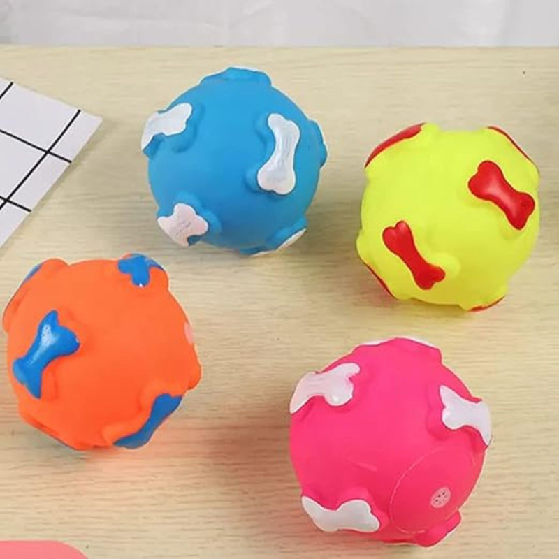 bowlfull buddies Bone Design Ball, Pet Toy Ball, Squeaky Pet Chew Toys Balls Rubber Rubber Toy For Dog & Cat