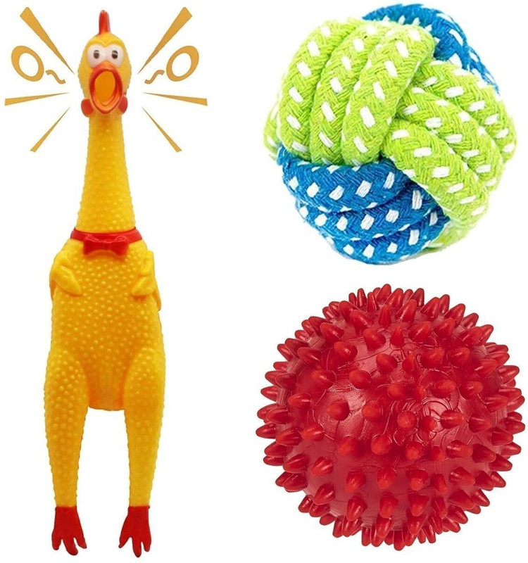 Petfun Toy for Dogs + Rainbow Ball | Rope Toys for Dog + Cotton Ball + LED Light Ball Rubber, Silicone Chew Toy, Rubber Toy, Squeaky Toy, Ball For Dog & Cat