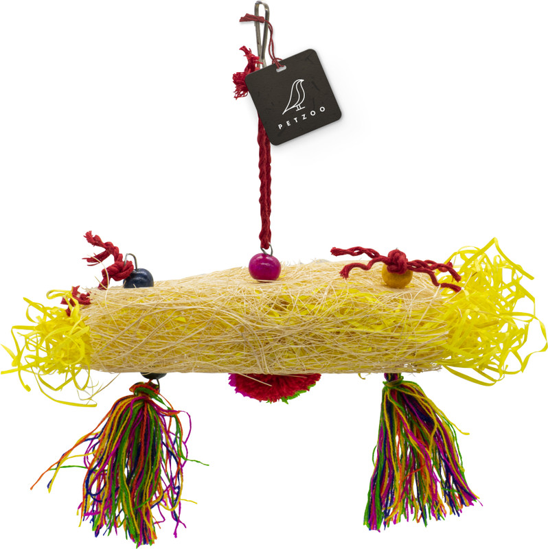 PETZOO Multicolor Crinkle Foraging Paper Shradding Cage Hanging Chew Toy For Your Birds Wooden Chew Toy, Training Aid, Perch For Bird