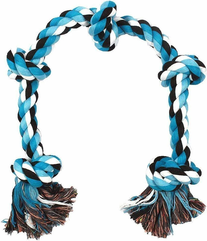 ms petcare Dog Chew Rope Toy for Medium to Adult Dogs with 5 Chew Knots 28 Inch Long - Extra Durable Cotton Chew Toy For Dog