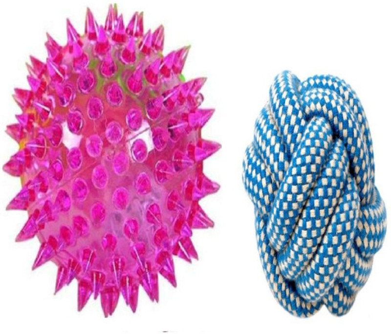 Smart Traders Toys 2 in 1 Combo Pack Toys and a nice spike boll to play for puppies. Cotton Rubber Toy For Dog & Cat