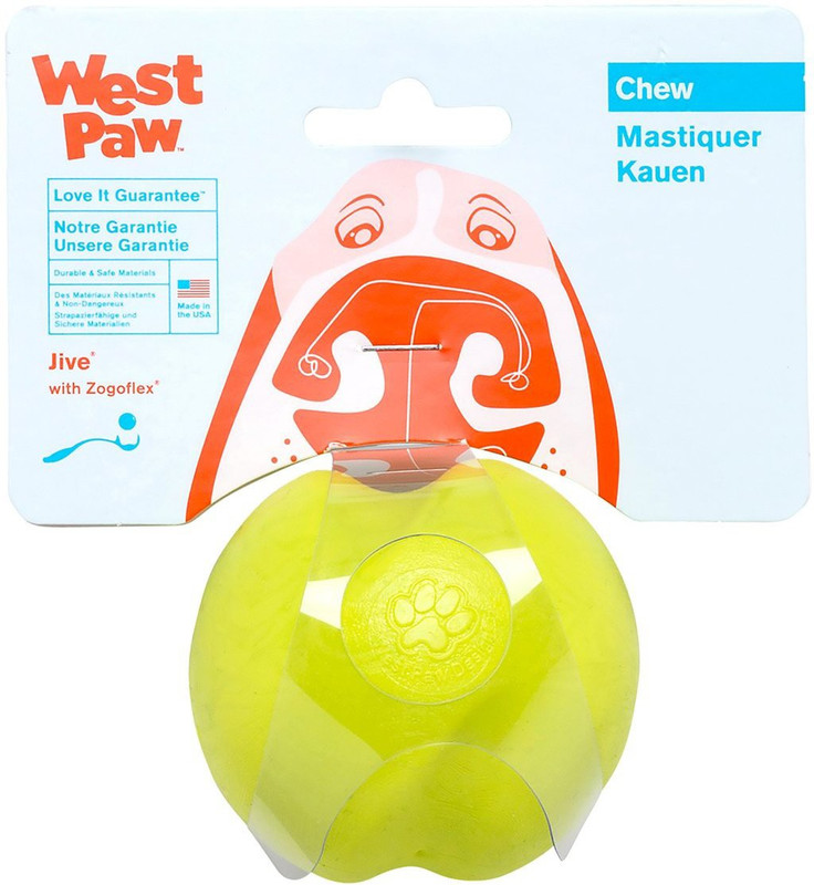 West Paw Design Zogoflex Jive Guaranteed Tough Dog Ball Chew Toy, Granny Smith Rubber Ball For Dog