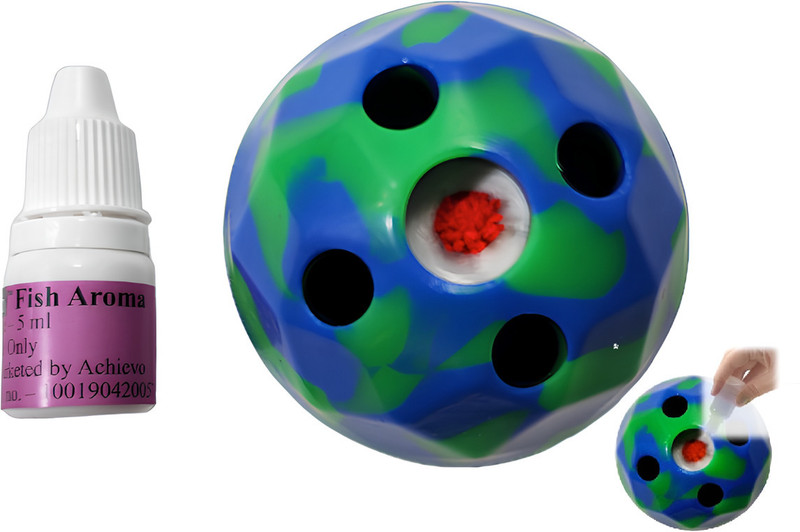 Achievo Small, Green and Blue, Fish Aroma Rubber Ball For Dog & Cat