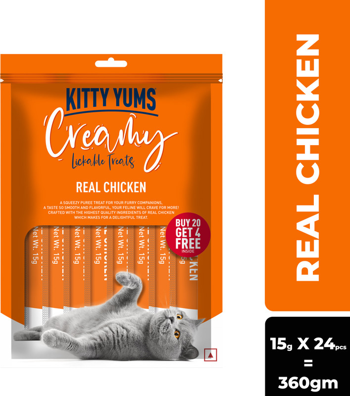Kitty Yums Creamy Lickable (15g x24 Pieces) Bonito & Tuna Cat Treat(360 g)