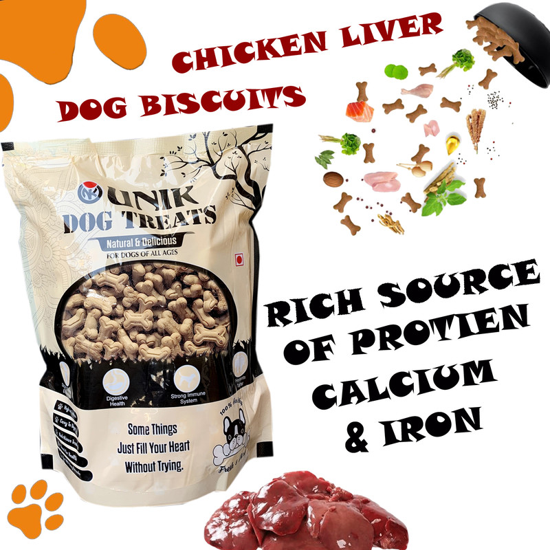 Unik Real Chicken Liver Dog Biscuits for Puppy & Adult Dog Puppy Treat for Training, Chicken Dog Treat(400 g)