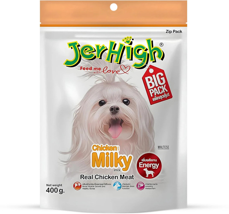 jerhigh Milky Dog Treat Meaty, Calcium-Rich, Tasty Snack for All Breeds Milk, Chicken Dog Treat(0.4 kg)