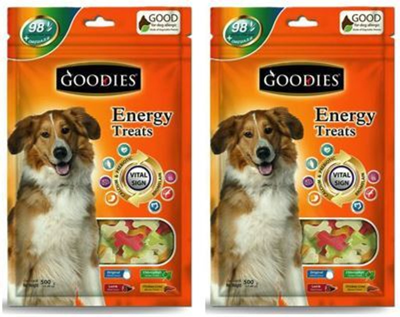 goodies Goodies Energy Treats Cut Bone Shape Mix for Adult Dogs & Puppies Chicken, Milk, Lamb, Vegetable Dog Treat(500 g, Pack of 2)