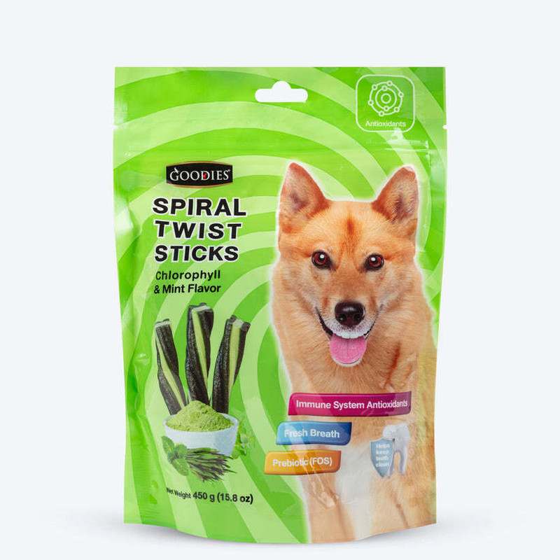 goodies Spira Twist Sticks Chlorophyll and Mint 450 Gm Dog Treat(450 g)