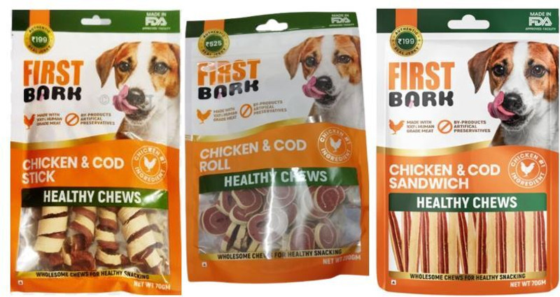 first bark First Bark Combo of Chicken Training Cube and COD Roll for Dogs/Puppies Chicken Dog Treat(200 g)