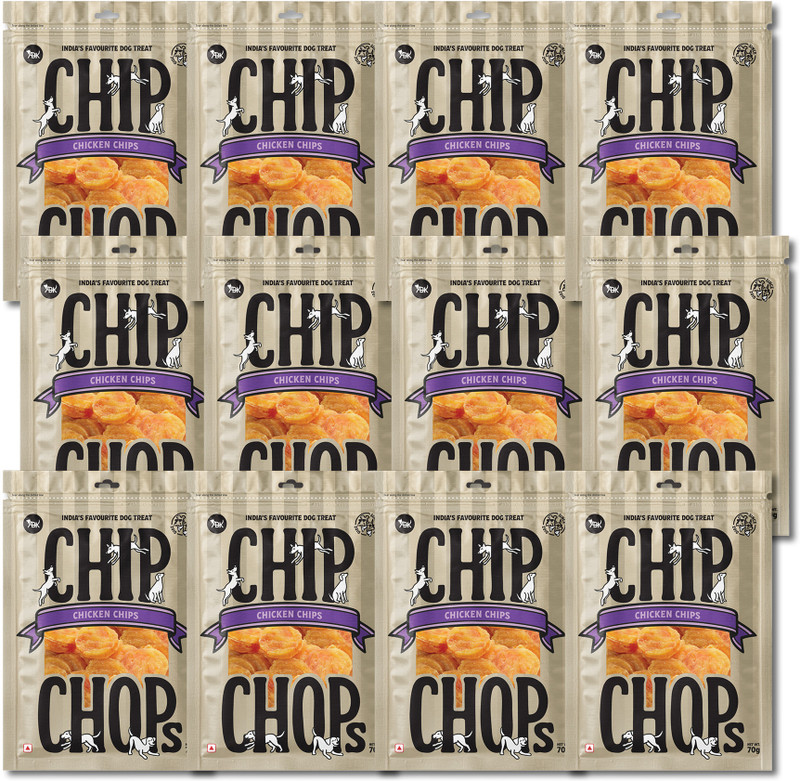 Chip Chops Chicken Chips High Protein Dog Snacks Healthy Training Reward Treat (12x70gm) Chicken Dog Treat(840 g, Pack of 12)