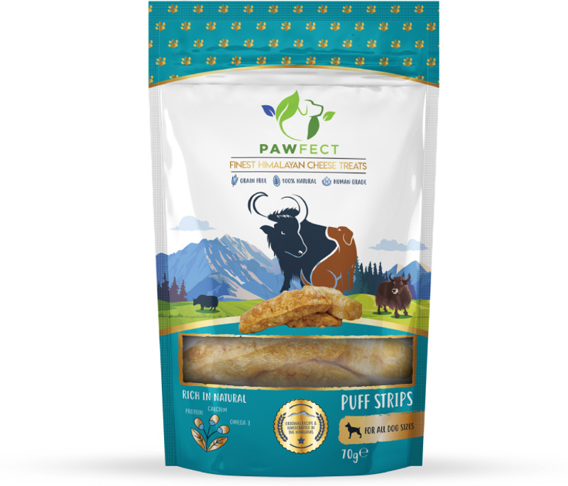 Pawfect Pet Foods Himalayan Cheese Puffed Strips | Crunchy Cheesy Dog Treats | Grain Free 70g Cheese Dog Treat(70 g)