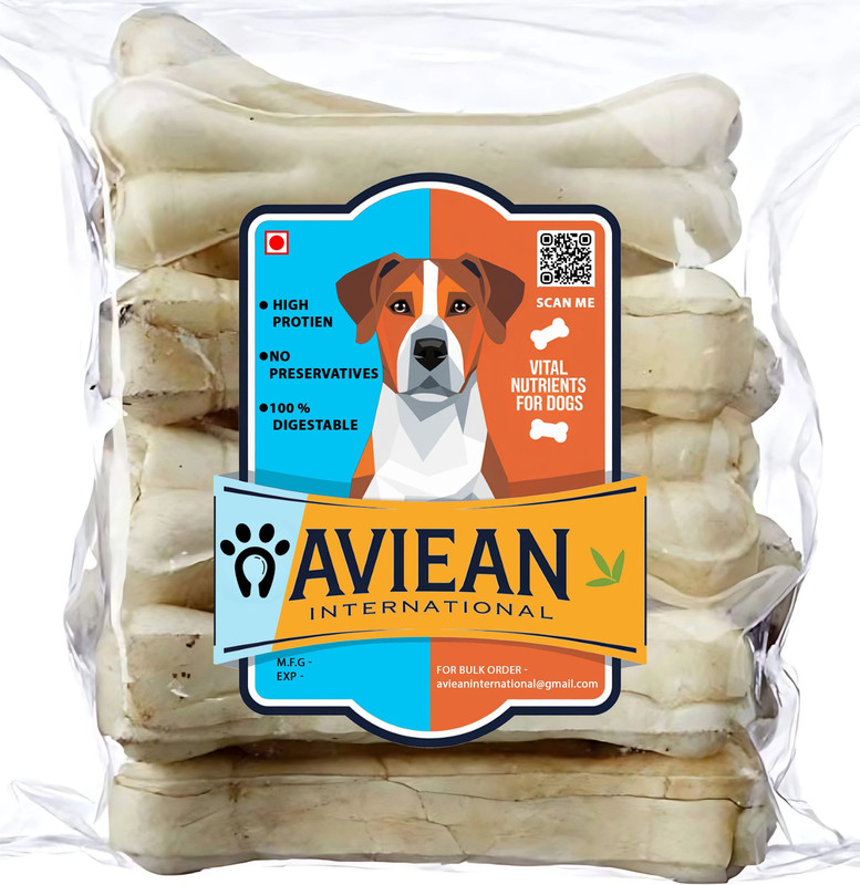 Aviean International Digestible Calcium Treats Bone 6 Inch Pack Of 6 Pieces 300 Gm Chicken Dog Chew Milk, Chicken Dog Treat(300 g, Pack of 3)