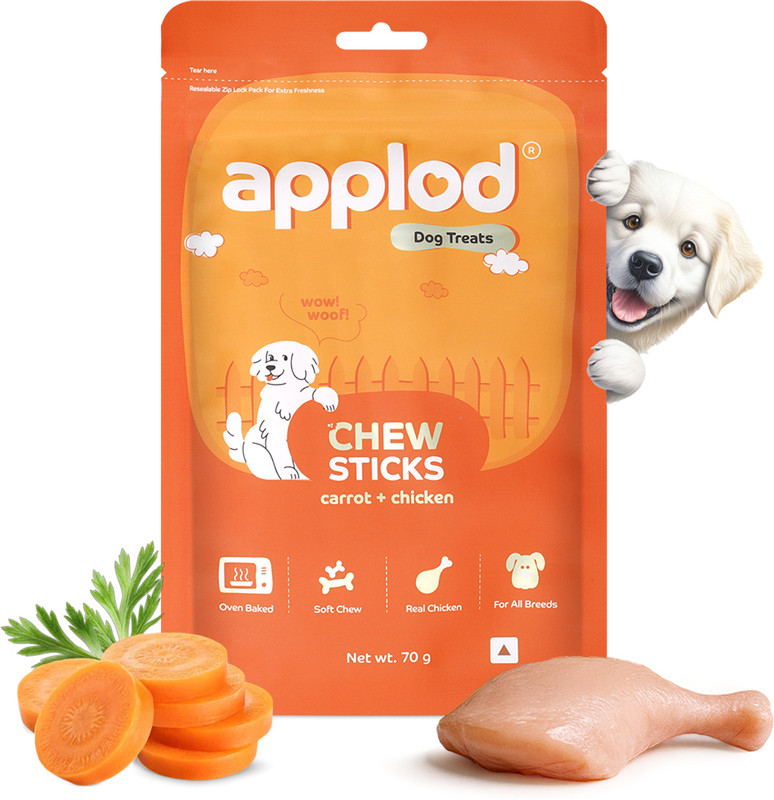 Applod Dog Treats Carrot & Chicken Soft Chew Sticks Healthy Treat for Dog Carrot, Chicken Dog Treat(0.07 kg)