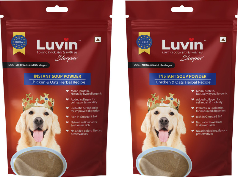 luvin Slurpin' Instant Soup Powder for Dogs | Chicken & Oats (120g x 2) Chicken Dog Treat(240 g, Pack of 2)