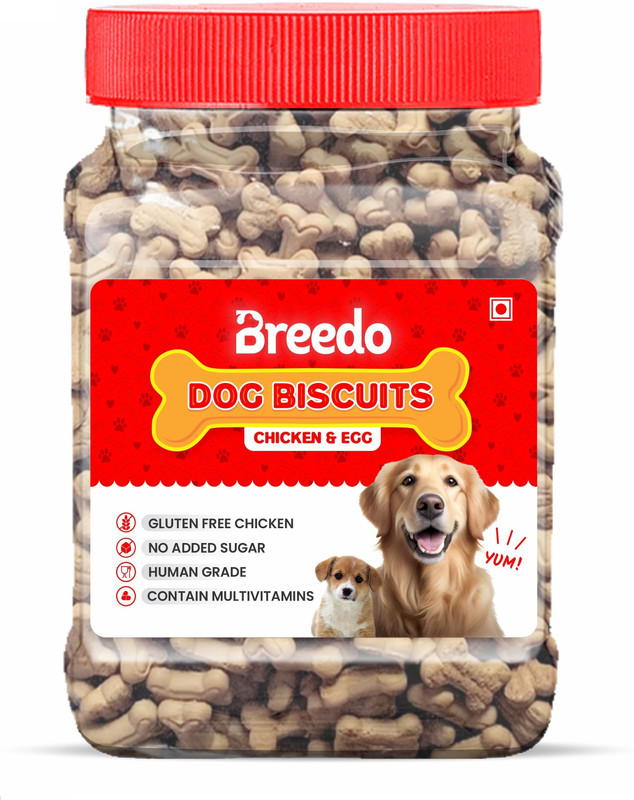 Breedo Dog Non Veg Real (Chicken Flavour) Dog Biscuit Treat || Healthy Chicken & EGG Chicken Dog Treat(0.4 kg)