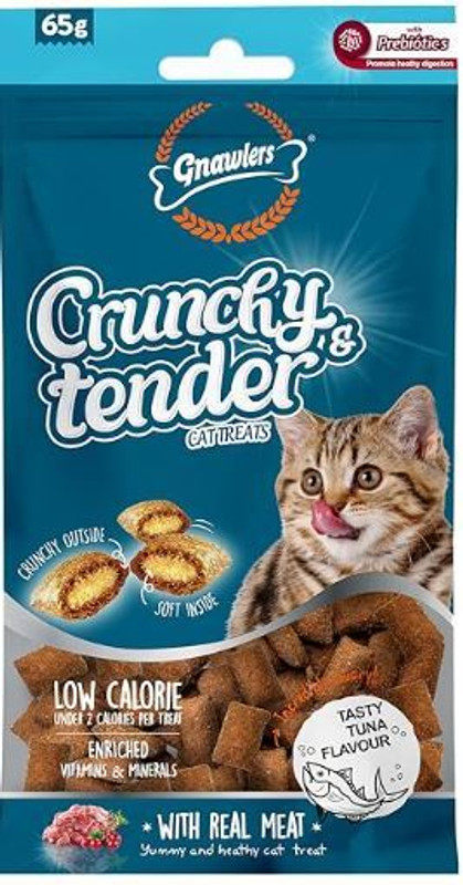 Gnawlers Gnawlers Crunchy Tenders -Tuna Flavor with Real Meat , Treats for Cats / Kittens Tuna Cat Treat(650 g, Pack of 10)