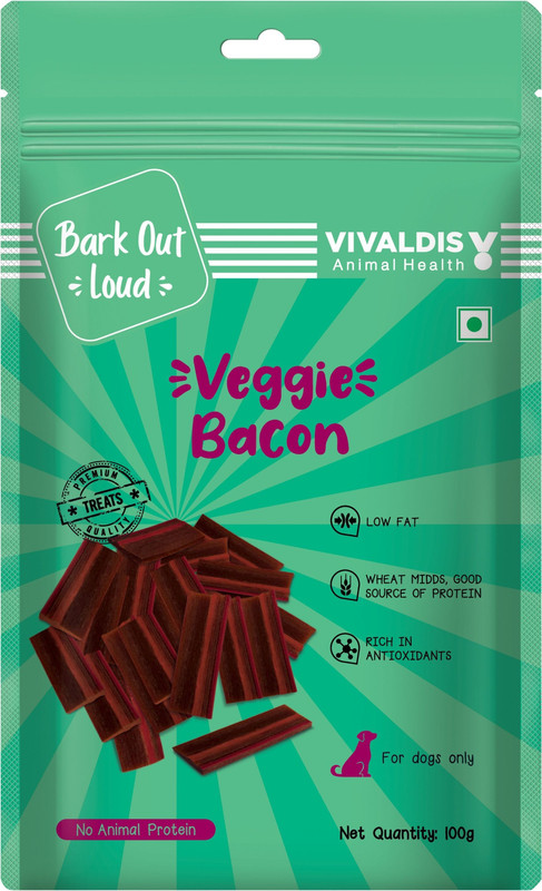 BARK OUT LOUD Veggie Bacon, Veg/ Vegan Dog Treats High Protein Vegeterian Treats for Dogs Bacon Dog Treat(100 g)