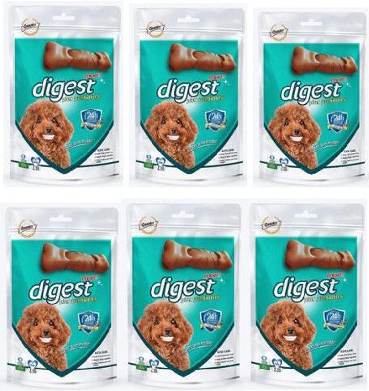 Gnawlers Digest More Plus Prebiotics Dental Chew Bone for Dog Treats Dog Treat(105 g, Pack of 6)