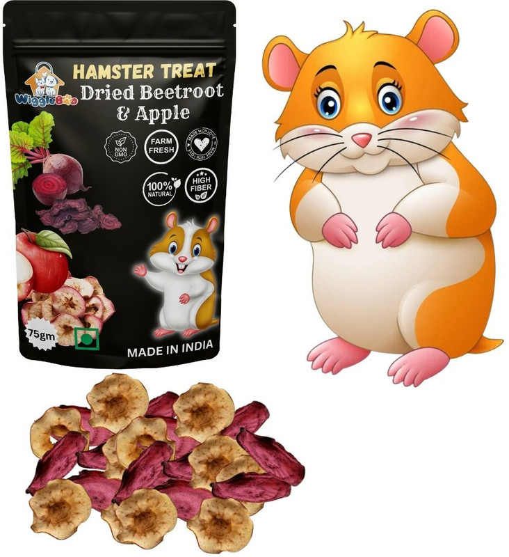 WiggleBoo Hamster Dried Beetroot- Apple Treat, Delicious, Nutritious, Healthy, Antioxidant Fruit, Vegetable Hamster Treat(75 g)