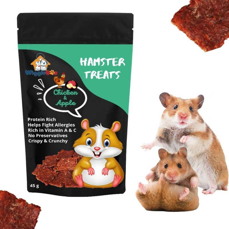 WiggleBoo Chicken & Apple Hamster Treat | Travel-Friendly Pack | Great Antioxidants Chicken, Fruit Hamster Treat(30 g)