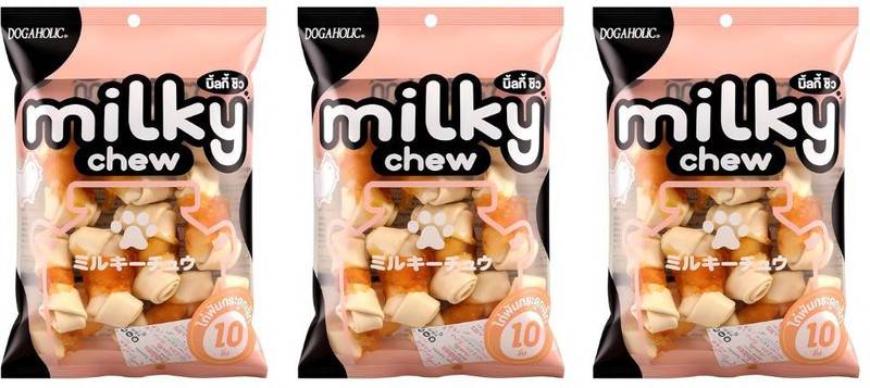 Dogaholic Milky Chew Chicken and Milk Flavour Dog Treat, High Protein Snacks for All Breed Chicken, Milk Dog Treat(250 g, Pack of 2)