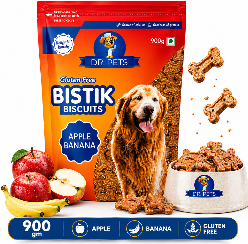 Dr. Pets Apple Banana Dog Biscuits Fresh Healthy Dog Treats for All Life Stages Banana Dog Treat(900 g)
